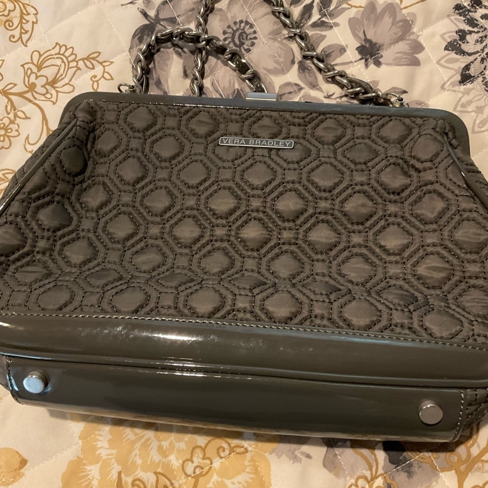 VERA Bradley Vintage Nylon Quilted Bag with Patent Leather Trim